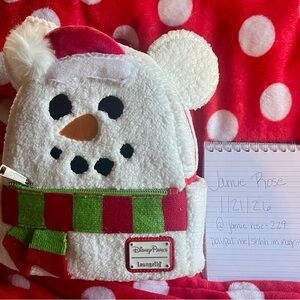 Loungefly Disney Parks Mickey Mouse Snowman Plush Backpack